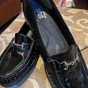 SAS Women's Shiny Black Loafers with Horsebit accent